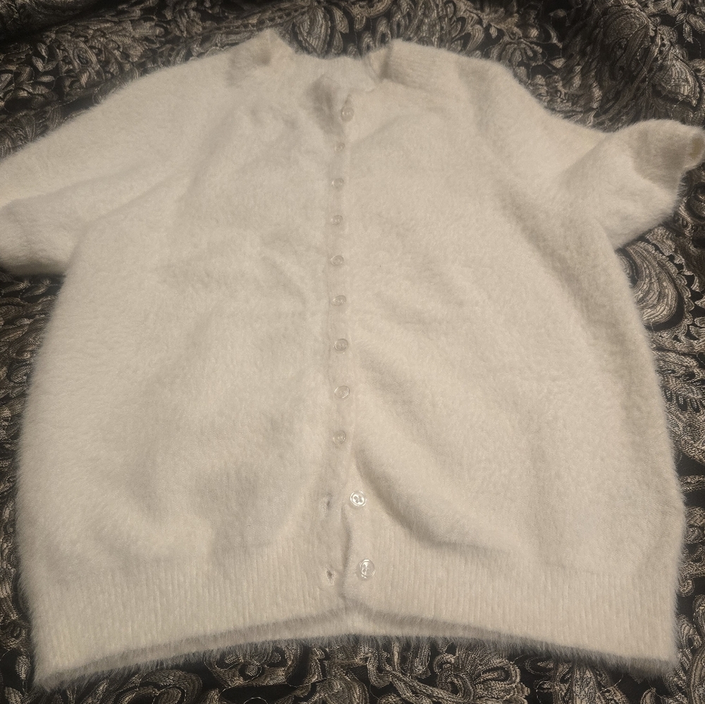 Anthropologie Cream Button-Up Sweater
